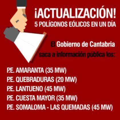 Cinco nuevos polígonos eólicos en Cantabria a información pública
