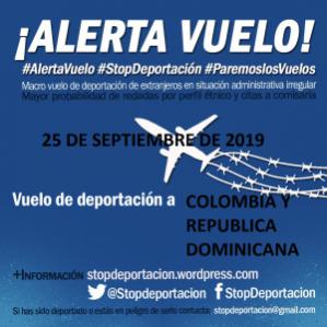 ALERTA! El 25 de Septiembre hay vuelo  de deportación a Colombia y República Dominicana