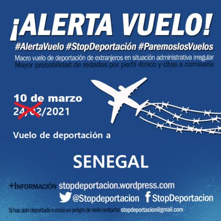 Alerta.Vuelo de deportación a SENEGAL reprogramado para el 10 de Marzo