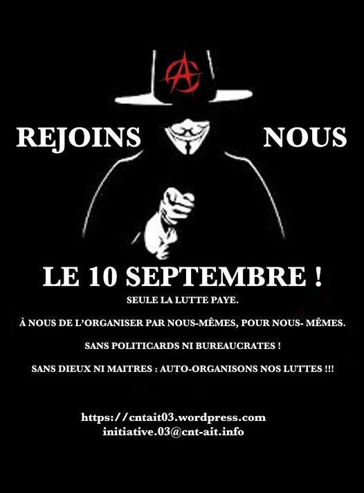 (Francia) ¿10 de septiembre con las bases o 18 de septiembre con los sindicatos institucionales?