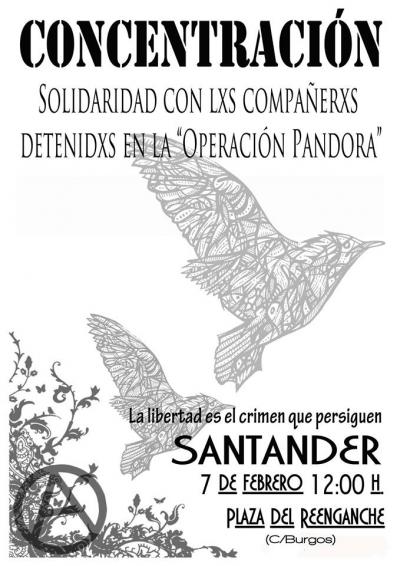 Concentración solidaridad anarquistas detenidas operacion pandora en Santander
