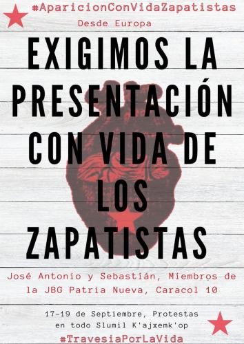 Exigimos la presentación con vida de nuestros compañeros bases de apoyo zapatistas