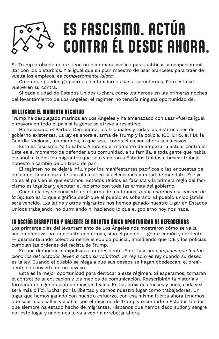 Es Fascismo. Actúa Contra él Desde Ahora