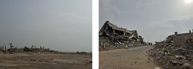 A road with rubble and debrisAI-generated content may be incorrect.