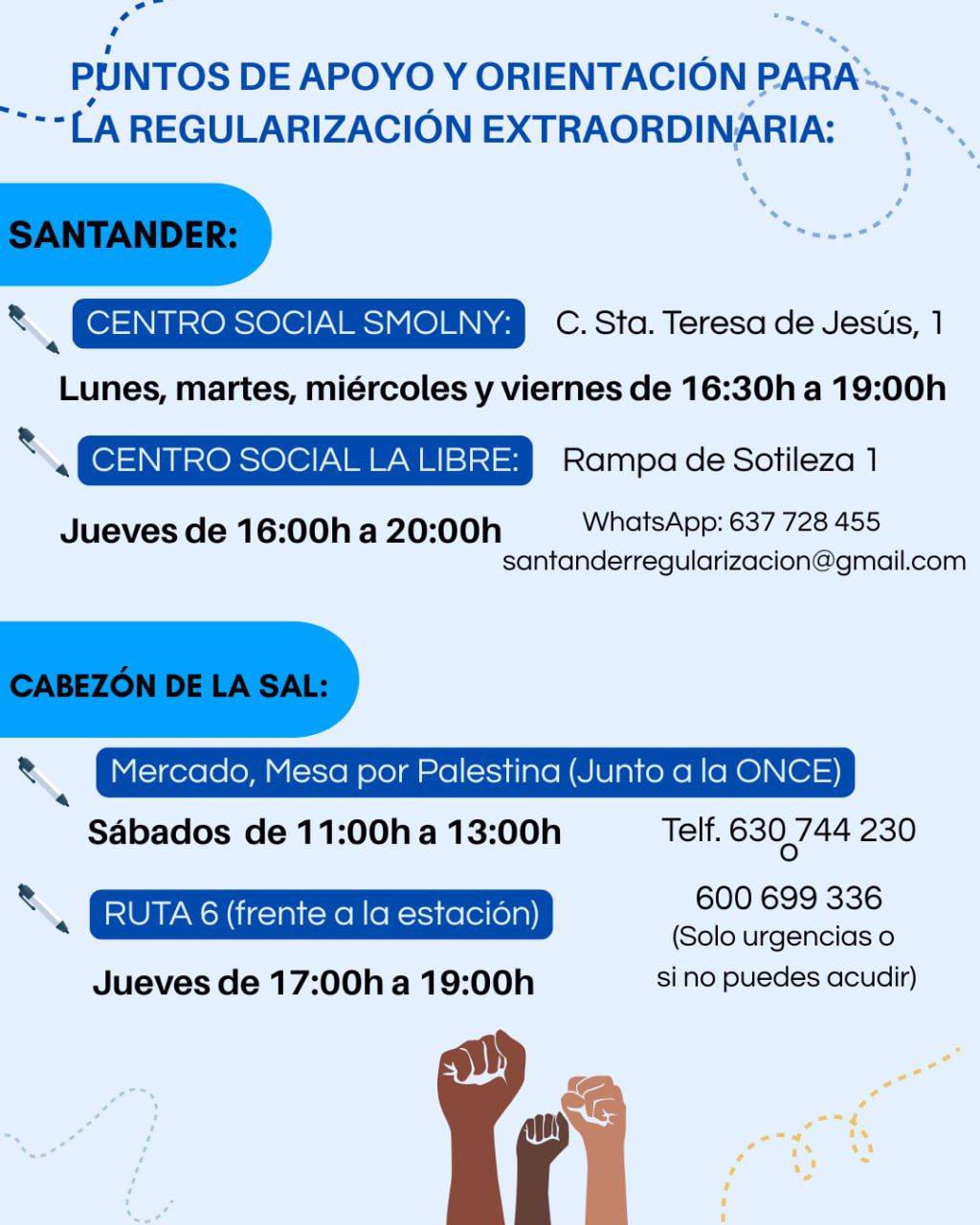 Organización autónoma de un punto de información y apoyo mutuo para el proceso de regularización