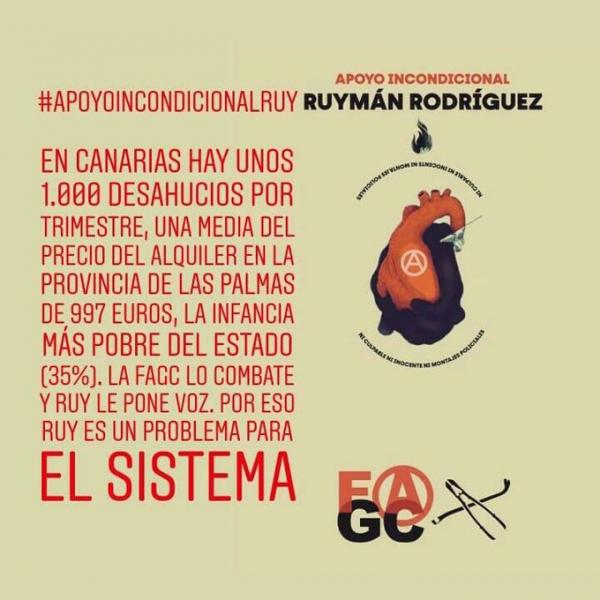 Solidaridad y apoyo a nuestro compañero Ruymán Rodríguez
